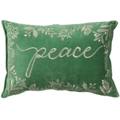 Green & Gold Peace Embroidery Pillow