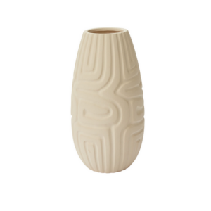 Warm White Minos Oval Vase H14″