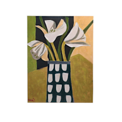 Abstract Flowers in Vase Canvas H32″ W24″