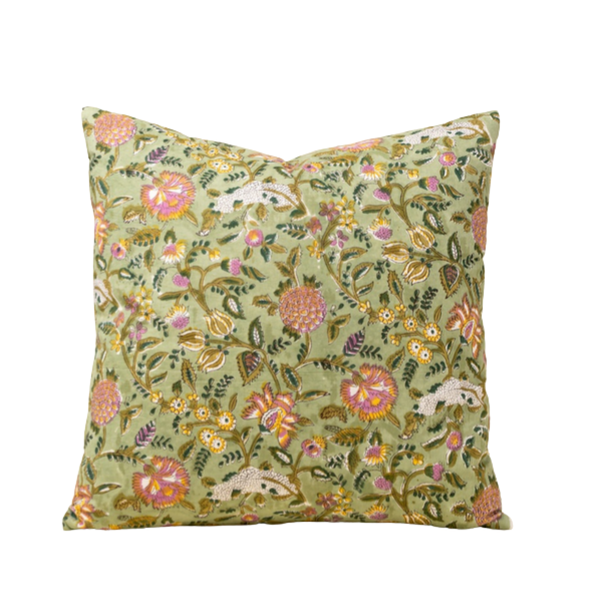 Green Block Print Pillow L20″